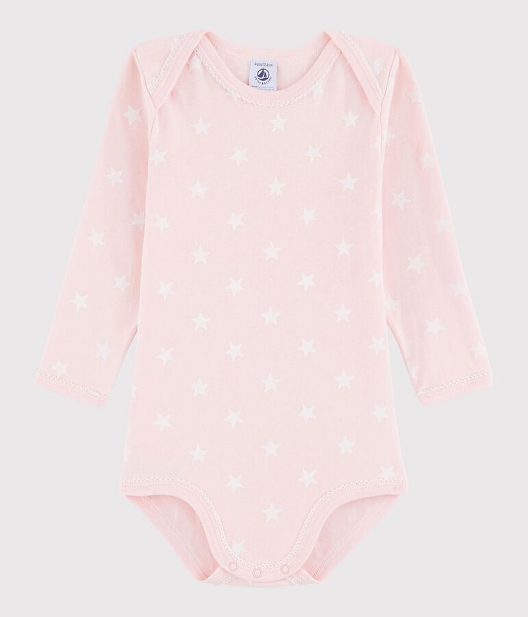 Baby Girls' Long-Sleeved Bodysuit pink/white