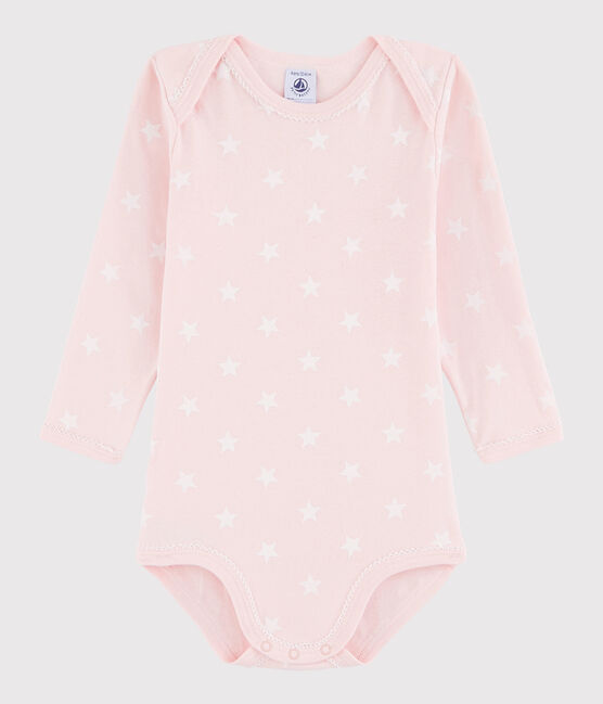 Baby Girls' Long-Sleeved Bodysuit MINOIS pink/MARSHMALLOW white