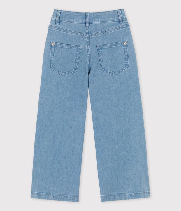 Girls' Organic Light Denim Flared Trousers blue