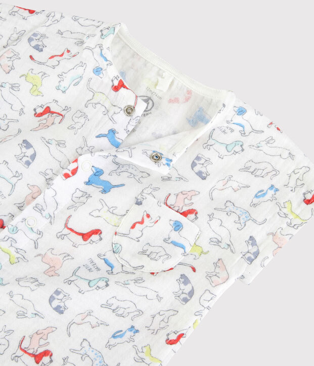 Babies' Colourful Puppies Organic Cotton Easy-Care Playsuit white/multicolor
