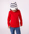 Children's stripy knitted beanie hat lined in polar fleece MARSHMALLOW blue/SOIR