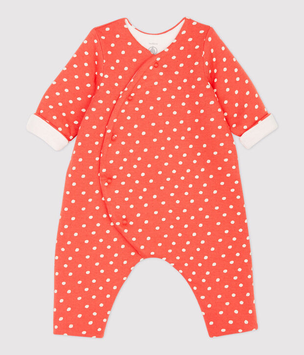 Babies' Spotted Organic Cotton Jumpsuit orange/white