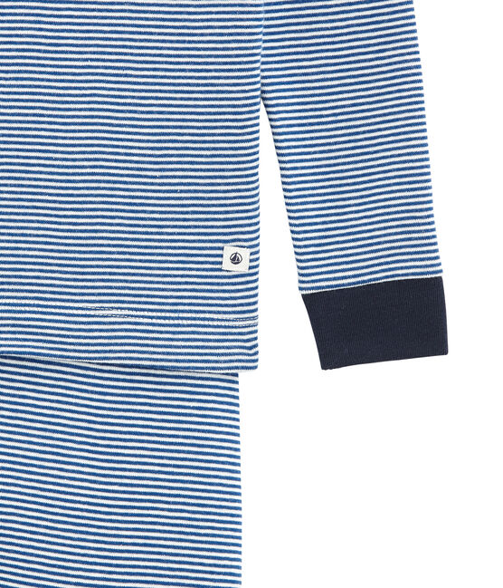 Little boy's fitted pyjamas. LIMOGES blue/MARSHMALLOW white