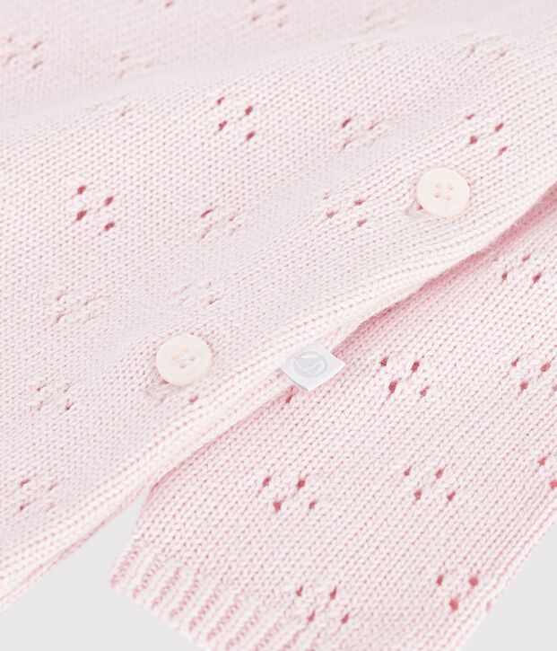 Babies' jumpsuit in wool and cotton knit with a plain collar BARELY
