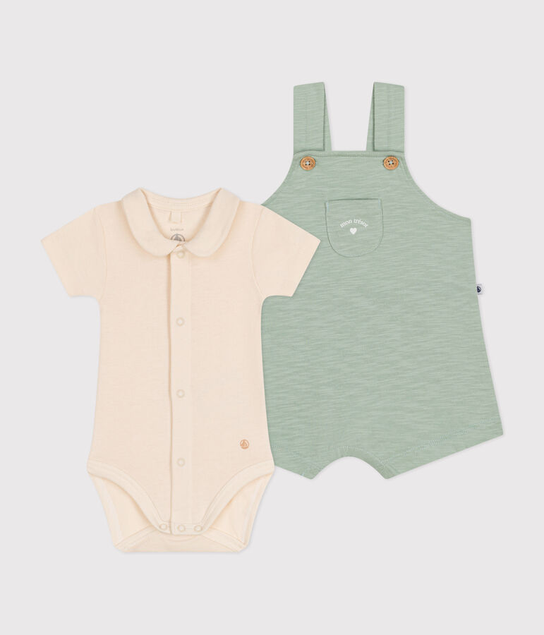 Babies' Slub Jersey Dungaree Set green
