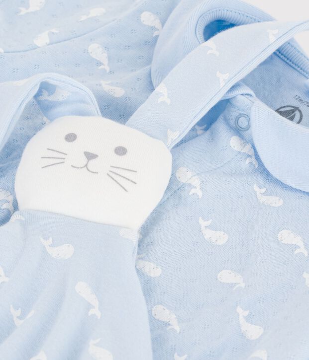 Babies' whale print jumpsuit and comforter gift set blue/white