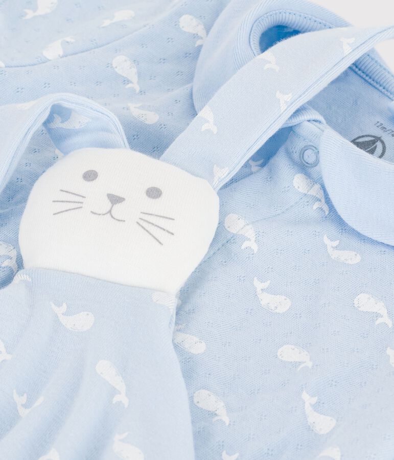 Babies' whale print jumpsuit and comforter gift set blue/white