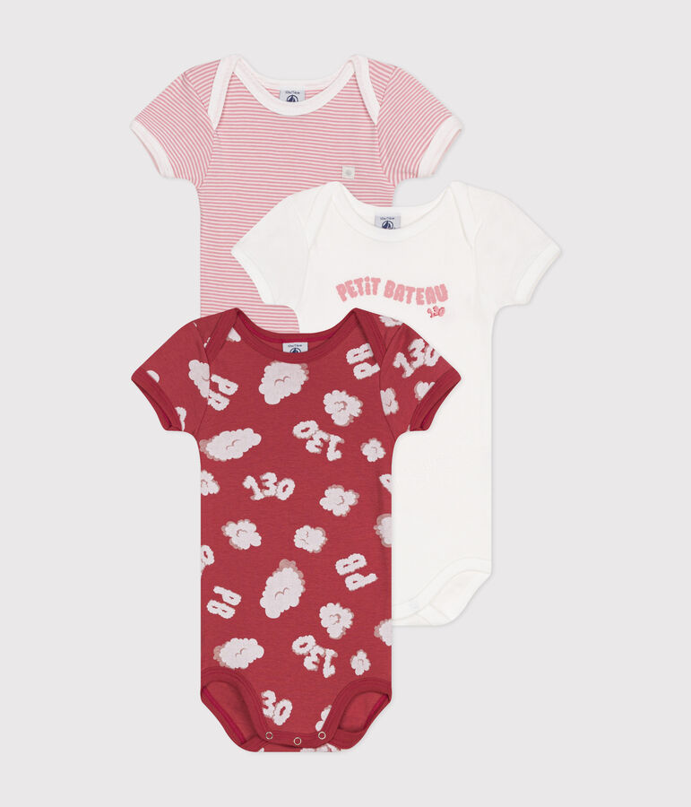 Babies' short-sleeved cotton bodysuits - 3-Pack multicolor