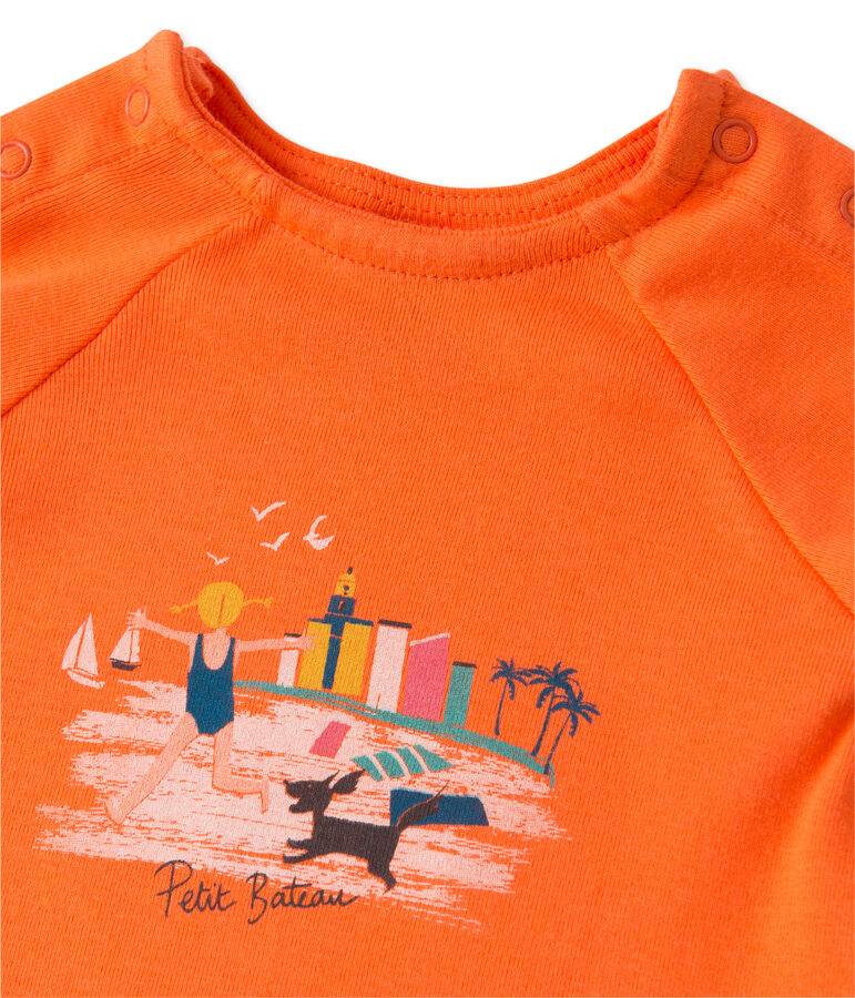 Baby girls' shorts and tee set orange/pink