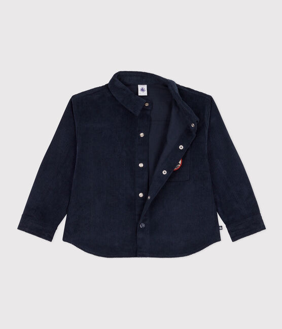 Boys' wide ribbed corduroy overshirt SMOKING blue