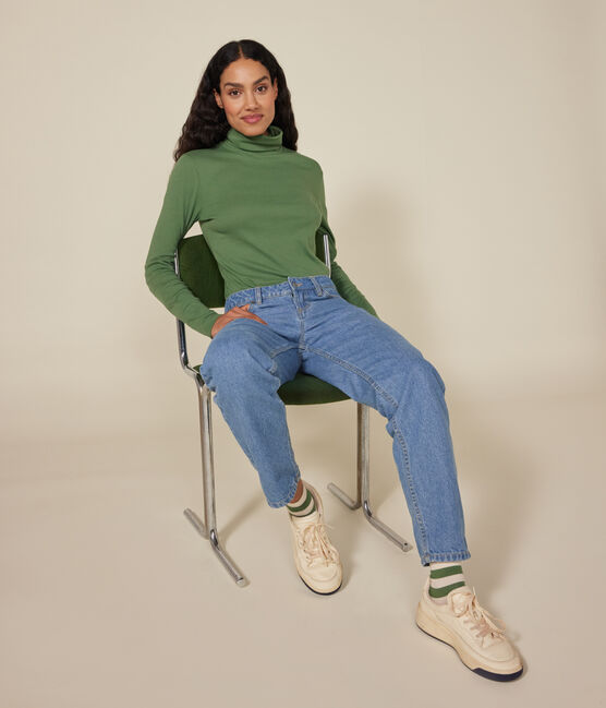 Women's The Iconic rollneck cotton T-shirt PALMERAIE green