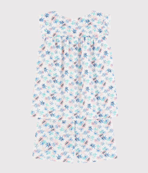 Girls' Anemone Print Fine Cotton Short Pyjamas white/multicolor