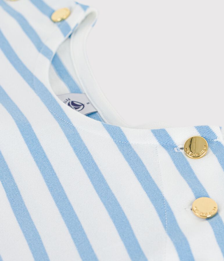 Women's stripy cotton Breton top white/blue