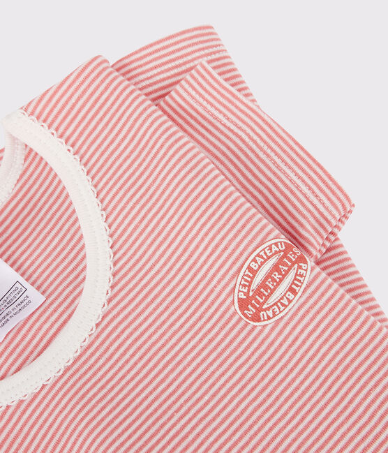 Girls' Pink Pinstriped Organic Cotton Short Pyjamas PAPAYE pink/MARSHMALLOW