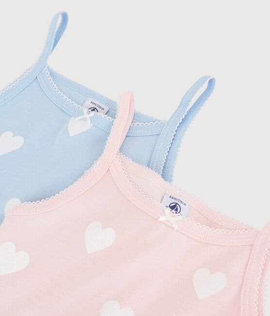 Girls' Heart Pattern Organic Cotton Strappy Tops - 2-Pack variante 1