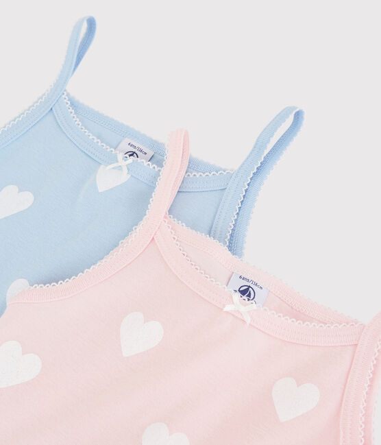 Girls' Heart Pattern Organic Cotton Strappy Tops - 2-Pack variante 1
