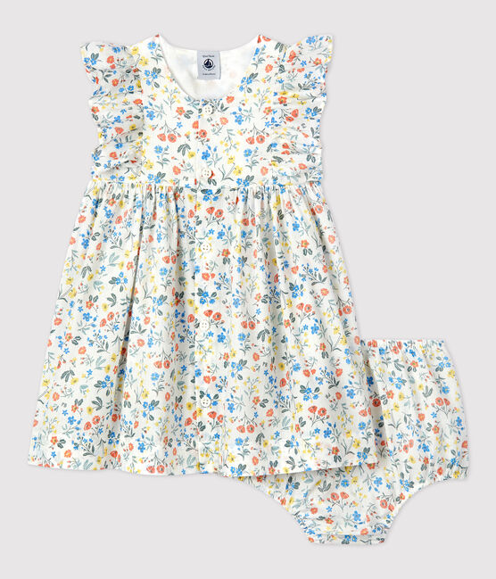 Babies' Poplin Floral Print Dress and Bloomers MARSHMALLOW white/MULTICO white