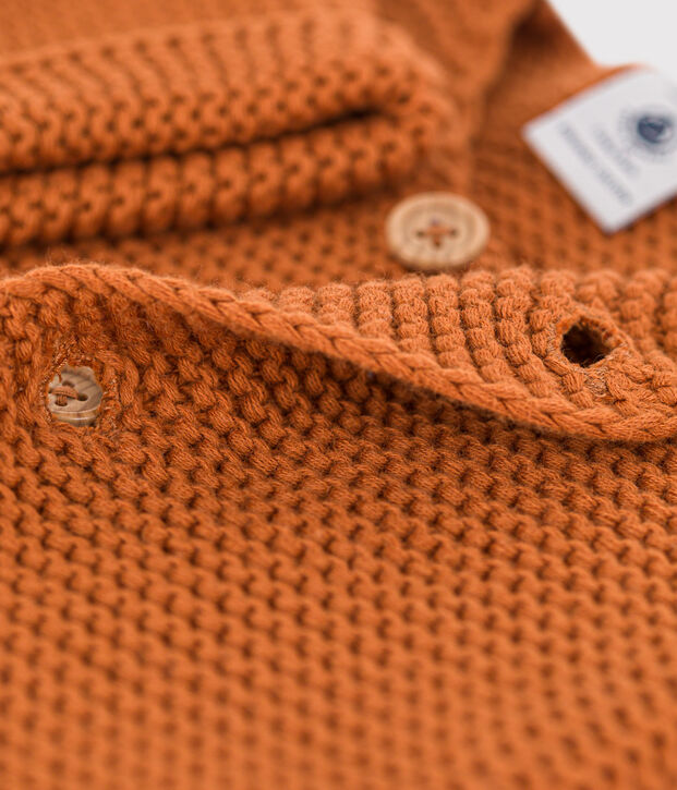 Babies' Moss Stitch Cotton Cardigan brown