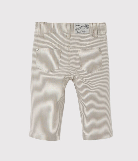 Baby boys' striped trousers MINERAI grey/LAIT white