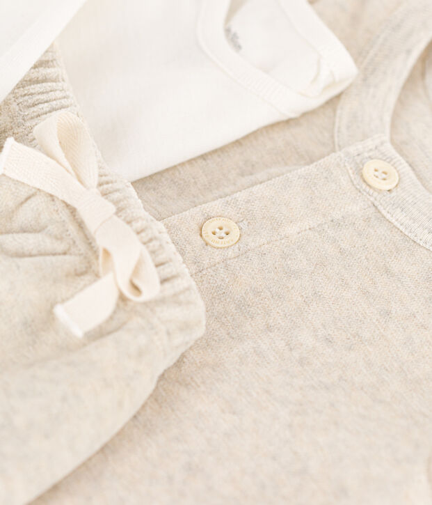 Babies' Velour Three-Piece and Bodysuit MONTELIMAR CHINE