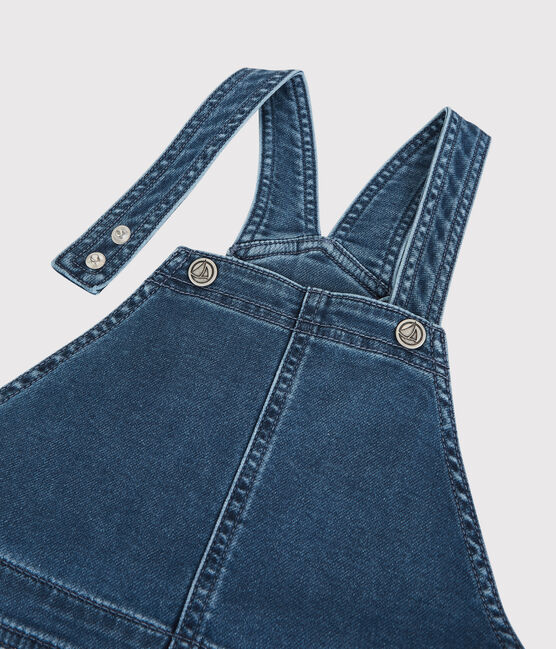 Girls' Organic Denim Dungaree Dress DENIM BLEU DELAVE blue
