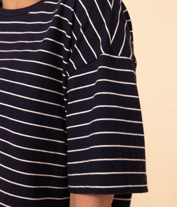 Women's Boxy Cotton T-Shirt blue/white