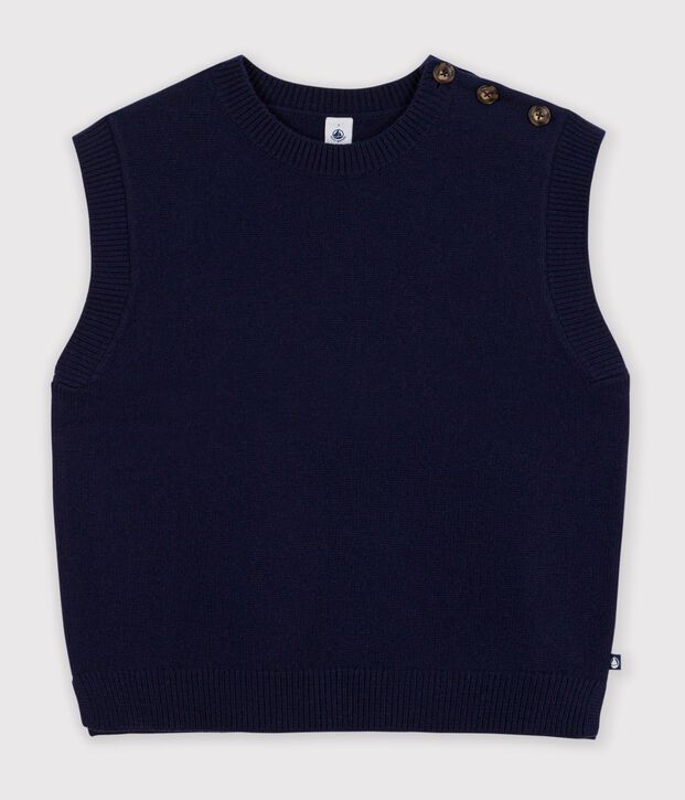 Women's sleeveless wool and cotton knit jumper. SMOKING