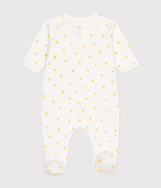 Babies' Cotton Pyjamas MARSHMALLOW white/ORGE