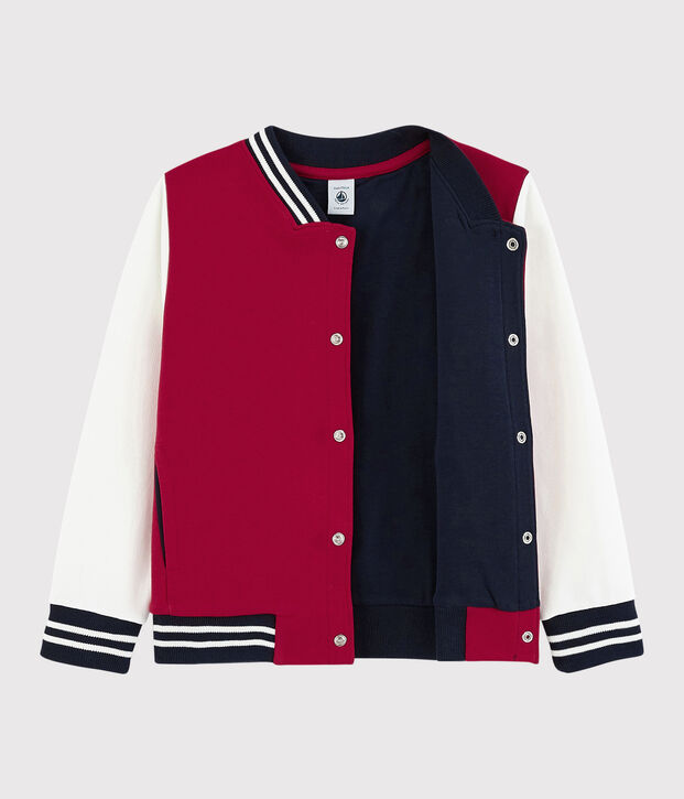 Children's Unisex Fleece Baseball Jacket red/white