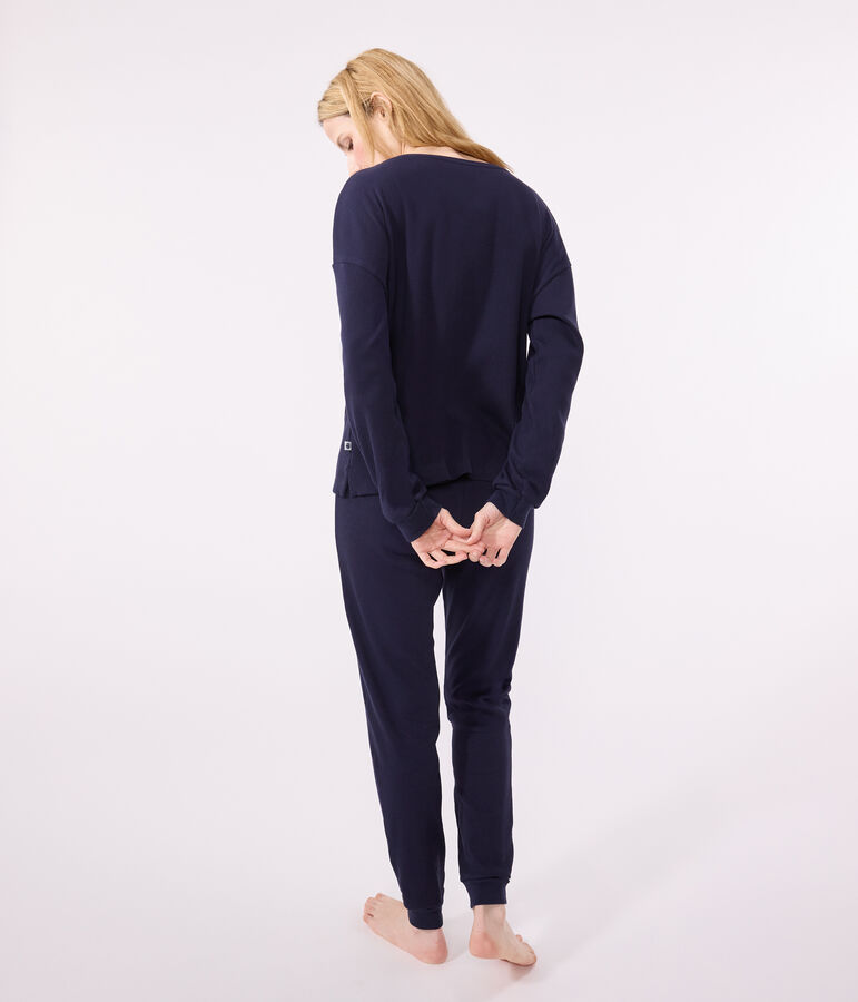Women's plain cotton pyjamas SMOKING blue
