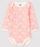 Baby girls' long-sleeved bodysuit MARSHMALLOW white/GRETEL pink