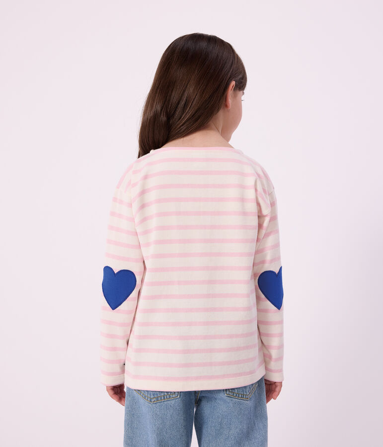 Children's stripy cotton Breton top MILK pink/MARQUISE