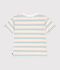 Children's short-sleeved stripy cotton T-shirt white/multicolor