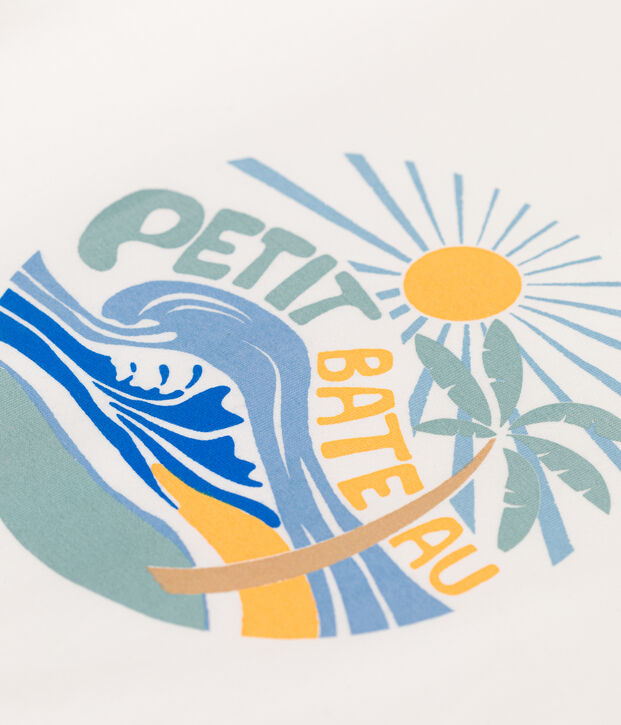 Children's short-sleeved printed cotton T-shirt white