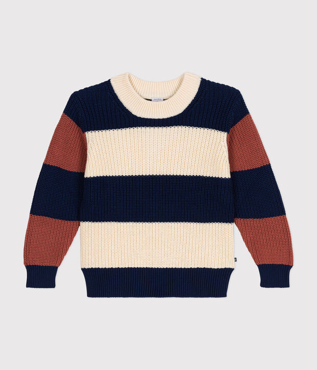 Children's Stripy Cotton Pullover Ecru/multicolor