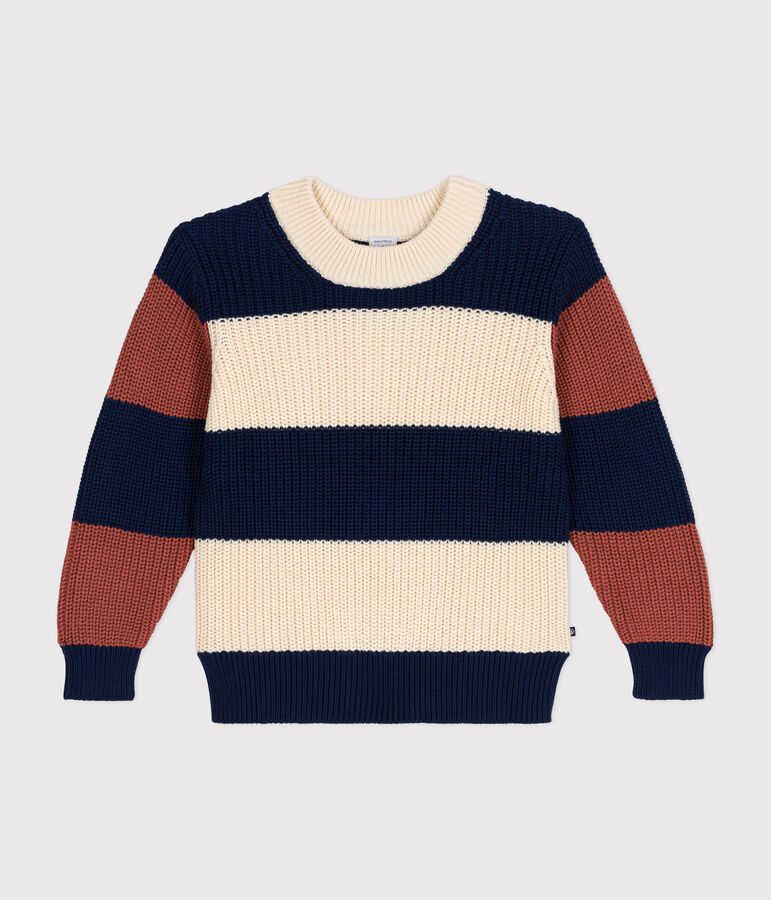 Children's Stripy Cotton Pullover AVALANCHE white/MULTICO