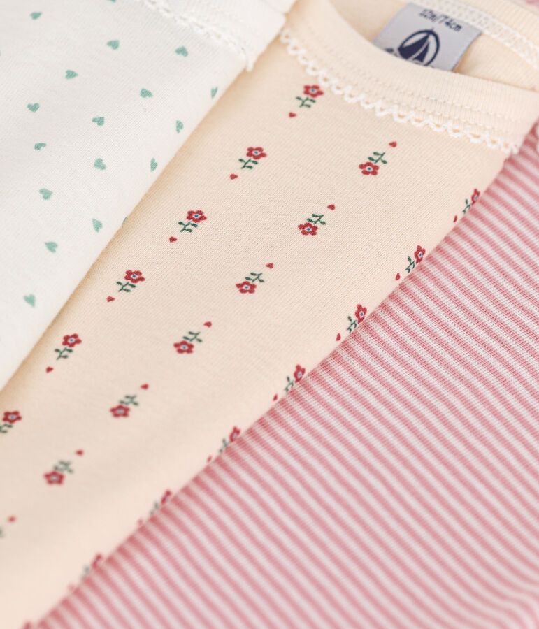 Babies' Short-sleeved Cotton Bodysuits - 3-Pack multicolor