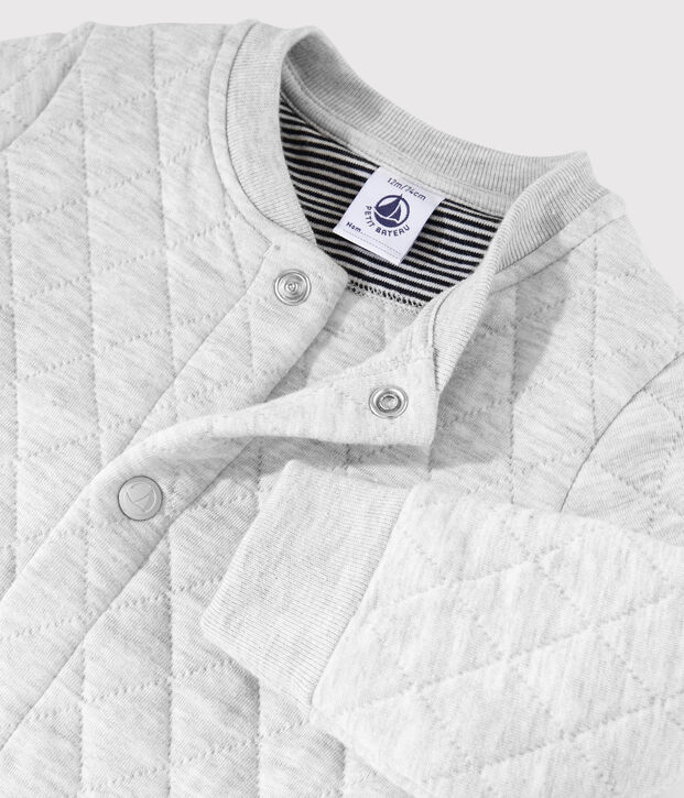 Baby boy's tubular knit cardigan BELUGA CHINE