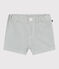 Babies' stripy seersucker shorts MARSHMALLOW white/BRUT blue
