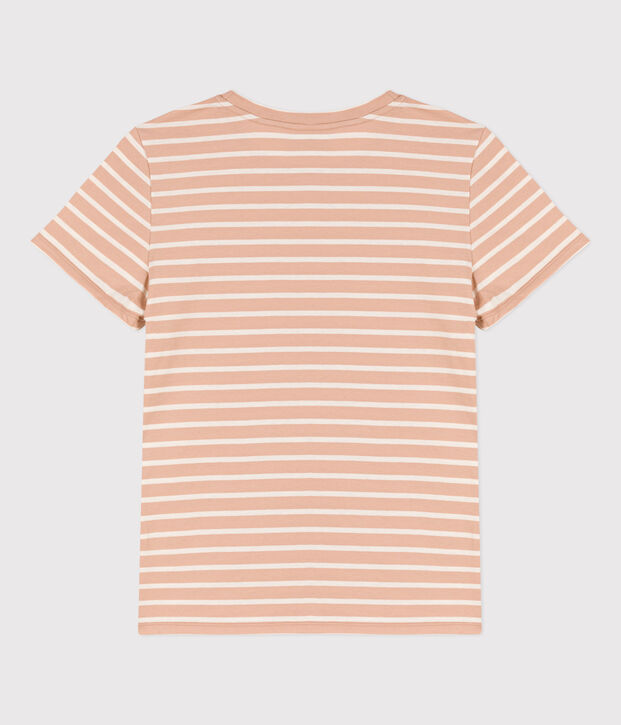 Women's Straight Round-Neck Cotton T-Shirt beige/ecru