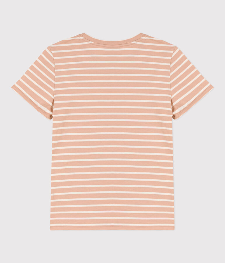 Women's Straight Round-Neck Cotton T-Shirt beige/ecru