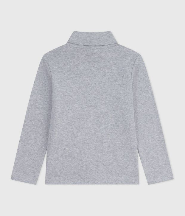 Children's plain cotton rollneck top grey