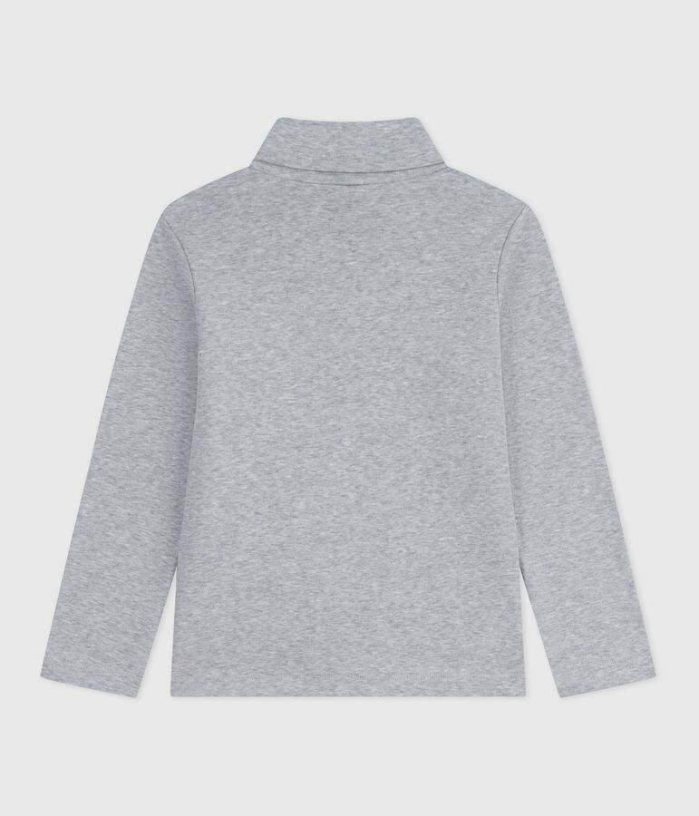 Children's plain cotton rollneck top grey