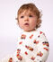 Babies' pyjama suit in tube knit fabric with a printed firefighter design and a back opening white/multicolor