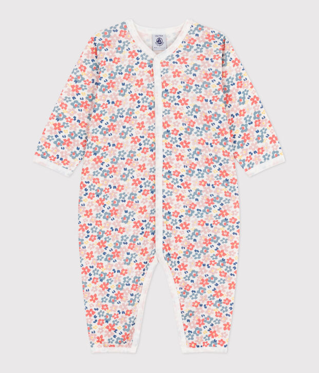 Babies' footless printed cotton pyjama suit white/multicolor