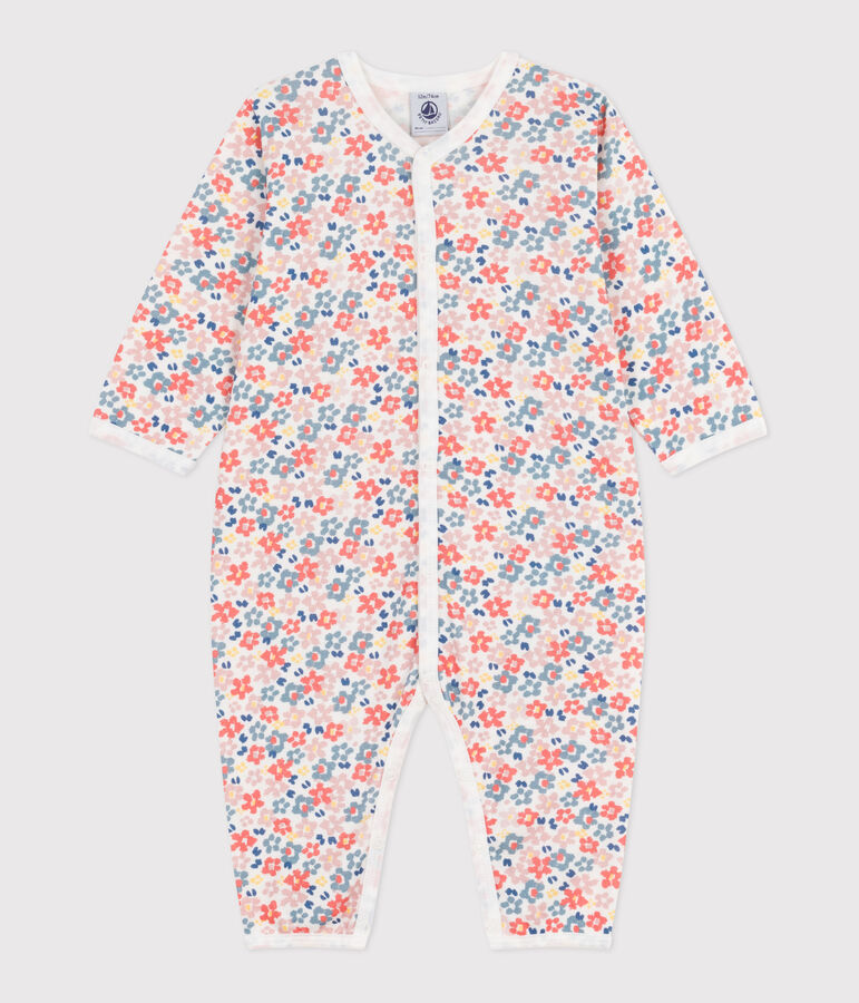 Babies' footless printed cotton pyjama suit white/multicolor