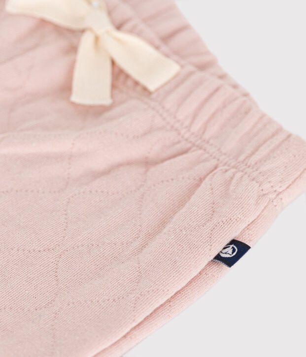 Babies' quilted tube knit trousers pink