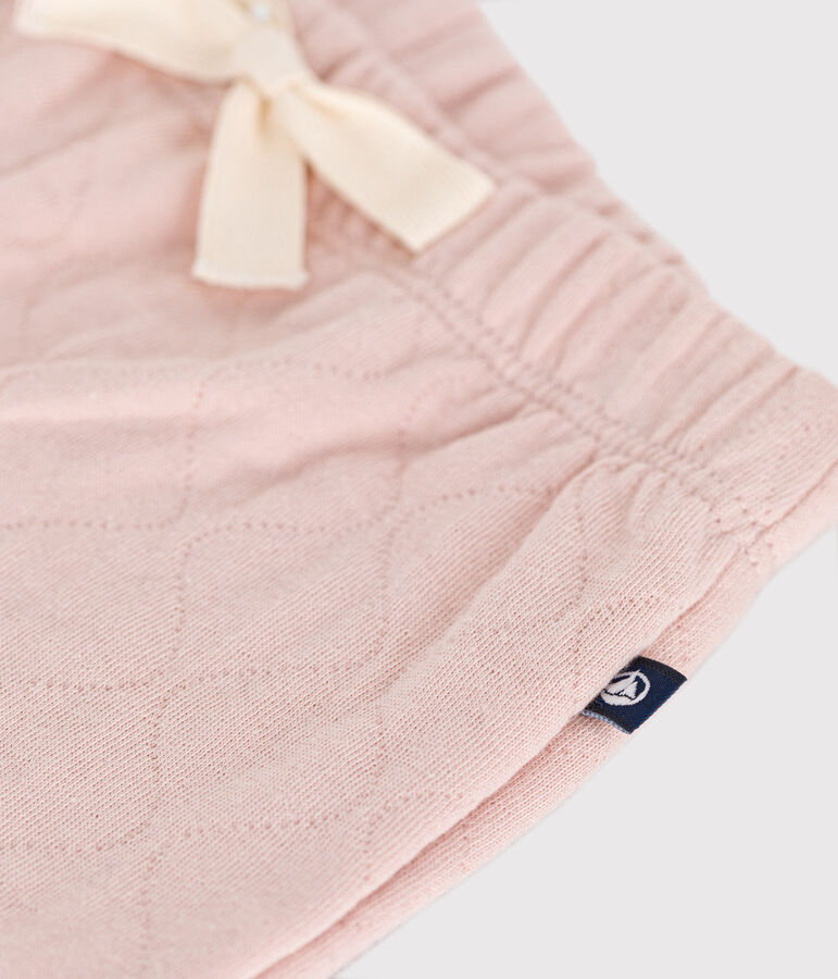 Babies' quilted tube knit trousers SALINE pink