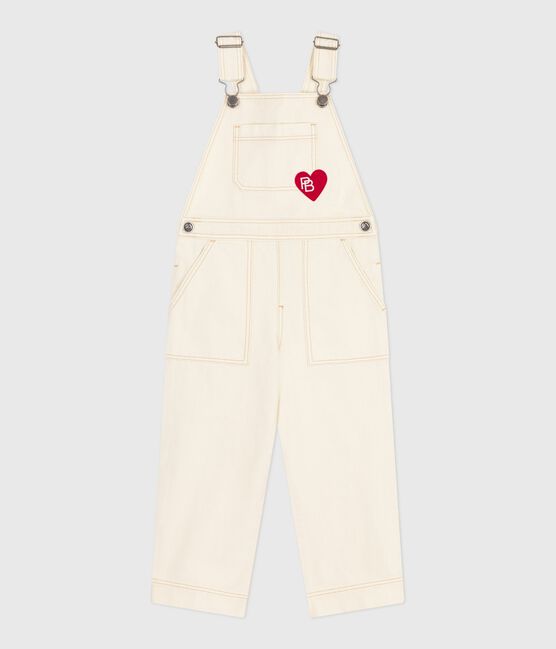 Children's plain denim dungarees MILK Ecru
