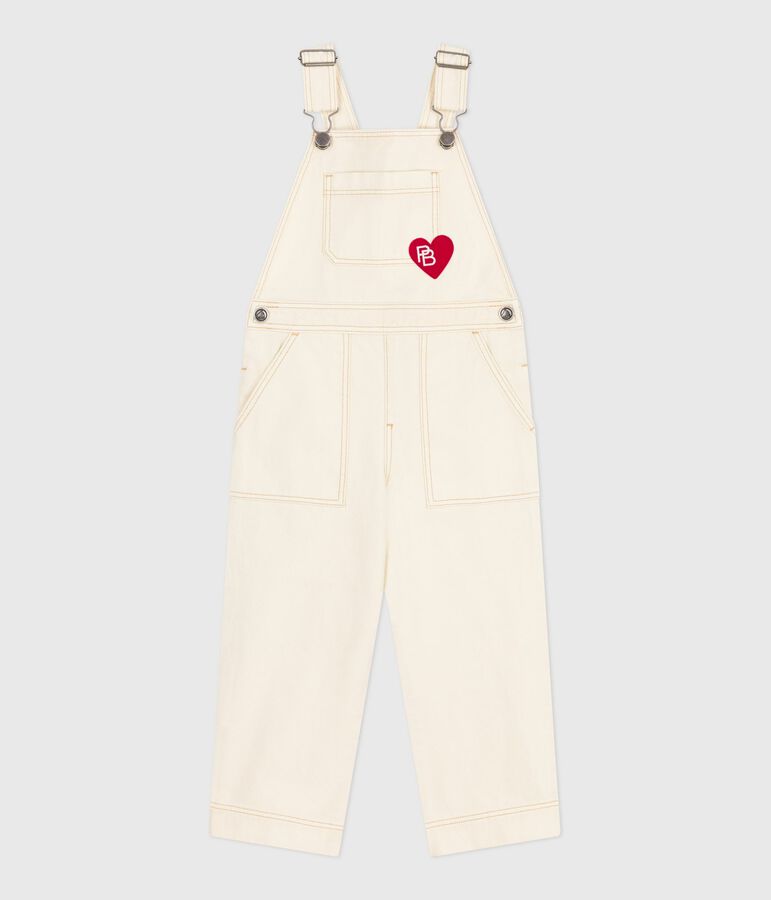 Children's plain denim dungarees Ecru